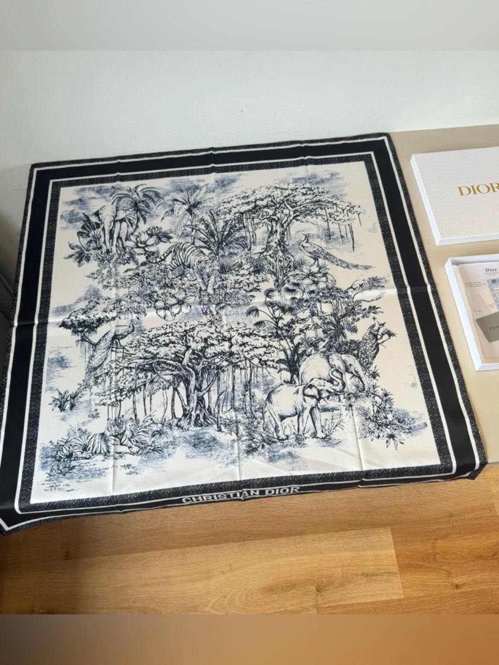 Dior Jungle Hand-Painted Square Scarf